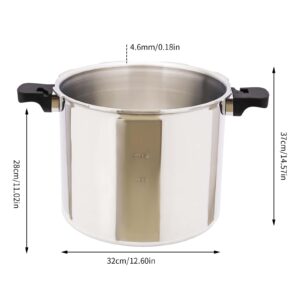 Thickened Explosion-Proof Pressure Cooker, 22L/23Qt 90Kpa 12.6x11.02" Aluminium Alloy+Bakelite Polished Cylindrical Pressure Tank with Steam Gauge for Kitchen Steaming and Stewing