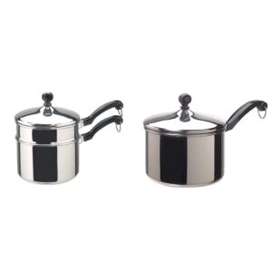 farberware classic stainless steel double boiler and sauce pan set (2 items)