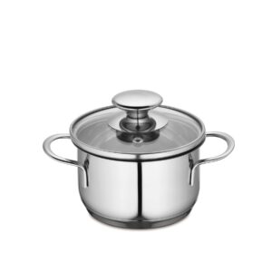 küchenprofi k2370702812 mini stockpot with glass lid, 4.75" diameter, silver