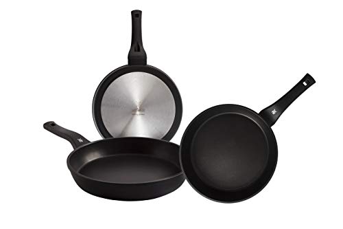 WMF Permadur Premium Set of 3 Stainless Steel Frying Pans 20, 24 and 28 cm with Non-Stick for All Cookers Including Induction