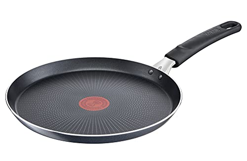 Tefal C38510 XL Force Crepe Pan 25 cm | Non-Stick Coating | Heavy Duty | Thermal Signal | Diffusion Base Pan Base | Extra Wide Shape | Sturdy Handle | Black