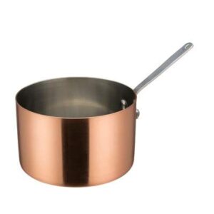 Tiger Chef Small Copper Pot Set- 5.5 inch Egg Pan, 28 Ounce Sauce Pan (.875 Quart), 10 Ounce Saucepan (.31 Quart)- Copper Plated Mini Stainless Steel Single Serve Pots for Cooking and Serving