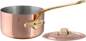 mauviel m'heritage m'150b copper saucepan with lid, 3.6 qt- .9", brass handle