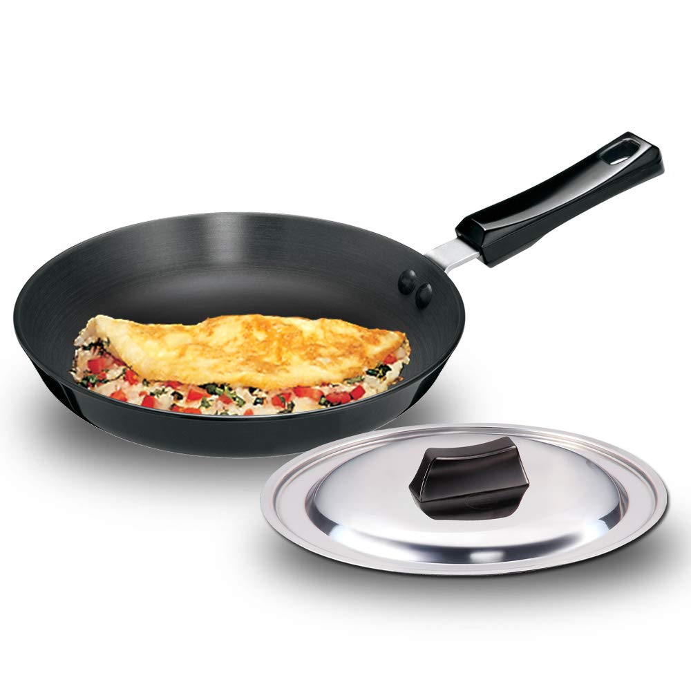 Futura Hard Anodised Frying Pan with Steel Lid, 25cm