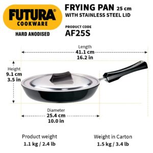 Futura Hard Anodised Frying Pan with Steel Lid, 25cm