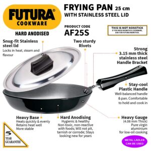 Futura Hard Anodised Frying Pan with Steel Lid, 25cm