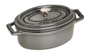 staub cast iron oval mini cocotte, 11cm, graphite grey