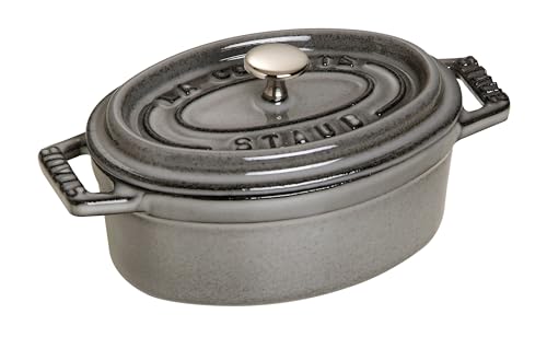 STAUB Cast Iron Oval Mini Cocotte, 11cm, Graphite Grey