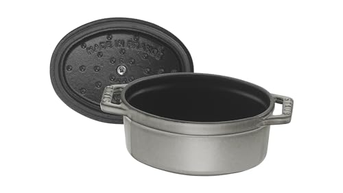 STAUB Cast Iron Oval Mini Cocotte, 11cm, Graphite Grey