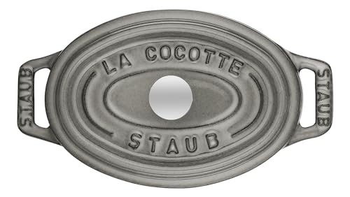 STAUB Cast Iron Oval Mini Cocotte, 11cm, Graphite Grey