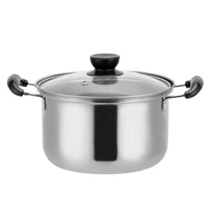 cabilock stainless steel stock pot small stock pot with visual glass lid soup pot cooking pot boiling pot for compact living kitchen food cooking 16x16x8cm/ 18x18x8.5cm