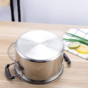 Cabilock Stainless Steel Stock Pot Small Stock Pot with Visual Glass Lid Soup Pot Cooking Pot Boiling Pot for Compact Living Kitchen Food Cooking 16x16x8cm/ 18X18X8.5cm