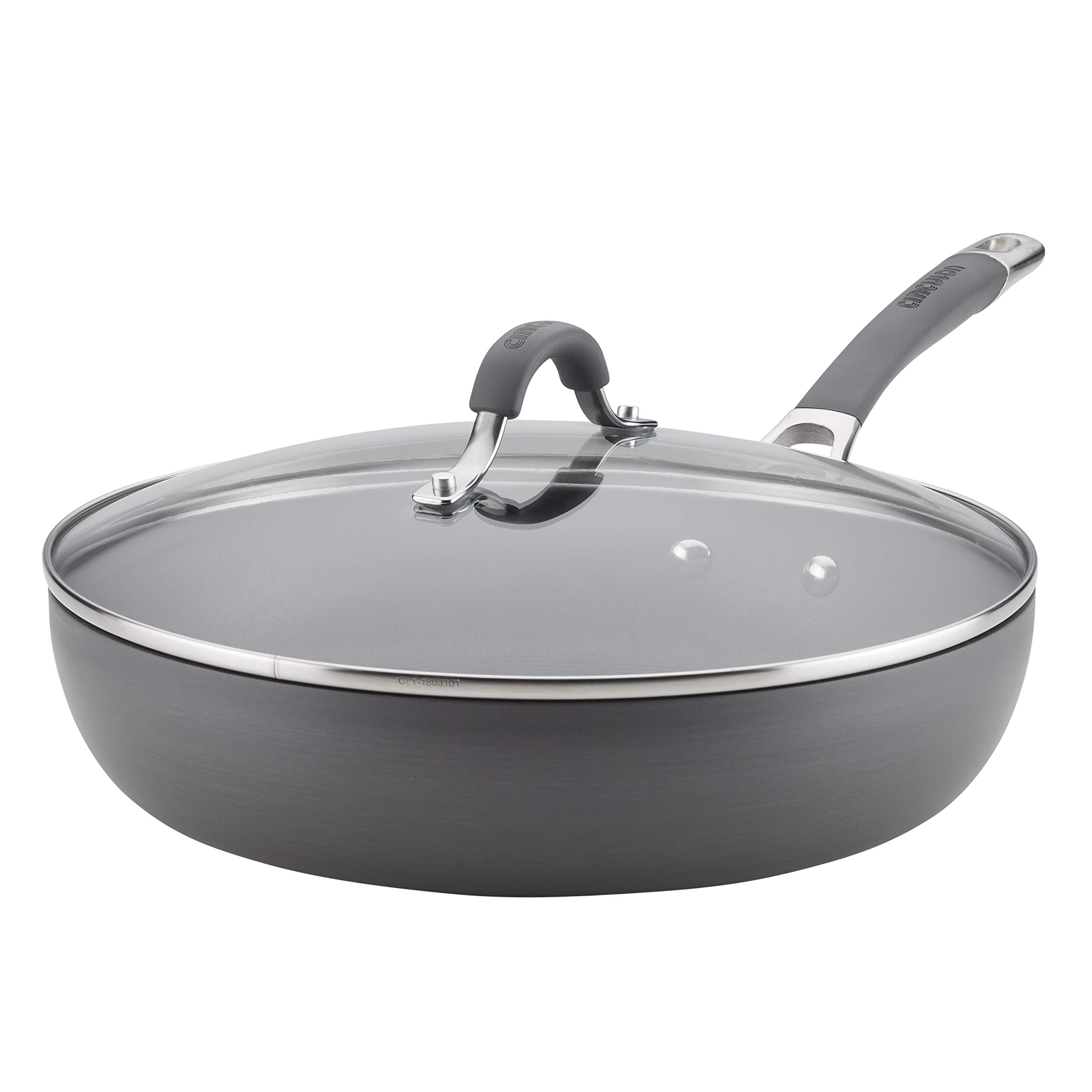 Circulon Radiance Hard Anodized Nonstick Stock Pot/Stockpot with Lid - 10 Quart, Gray and Circulon Radiance Deep Hard Anodized Nonstick Frying Pan/Skillet with Lid - 12 Inch, Gray