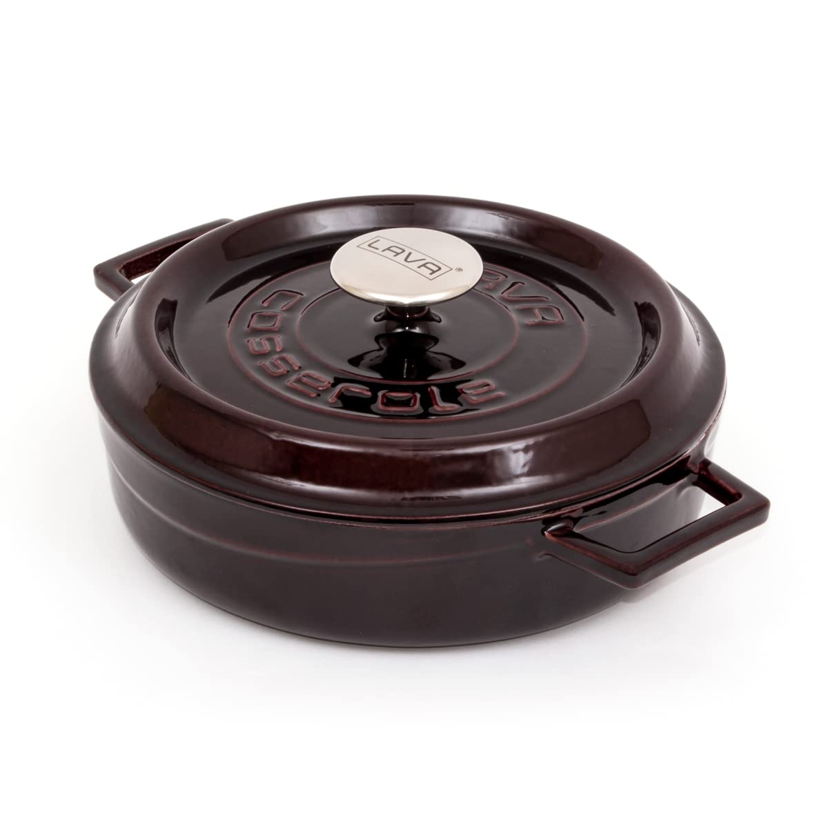 LAVA Premium Enamelled Multipurpose Cast Iron Dutch Oven with Lid 3.709 Quart, Round Casserole Stockpot, Cast Iron Pot, Dual Handles, 28 cm / 11 in, Capacity: 3,51 Lt / 0.92 Gal