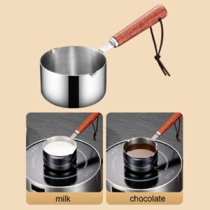 Qianly Mini Soup Pots Oil Melting Cooking Pot Dual Pour Easily to Clean with Long Handle Small Saucepan for Making Sauces Stovetop RV Travel, 250ml