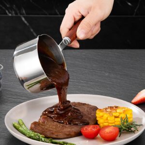 Qianly Mini Soup Pots Oil Melting Cooking Pot Dual Pour Easily to Clean with Long Handle Small Saucepan for Making Sauces Stovetop RV Travel, 250ml