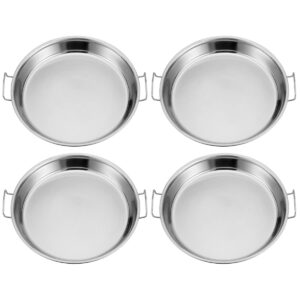 hemoton 4pcs stainless steel everyday pan cold noodle plate chef stir fry pan steamer pot saucepot casserole pot tray dish with handles for home kitchen food serving