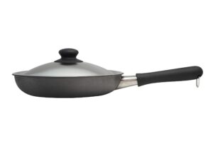 sori yanagi iron frying pan, made in japan, 9.8 inches (25 cm), double fiber line nitride treatment, includes lid, induction compatible