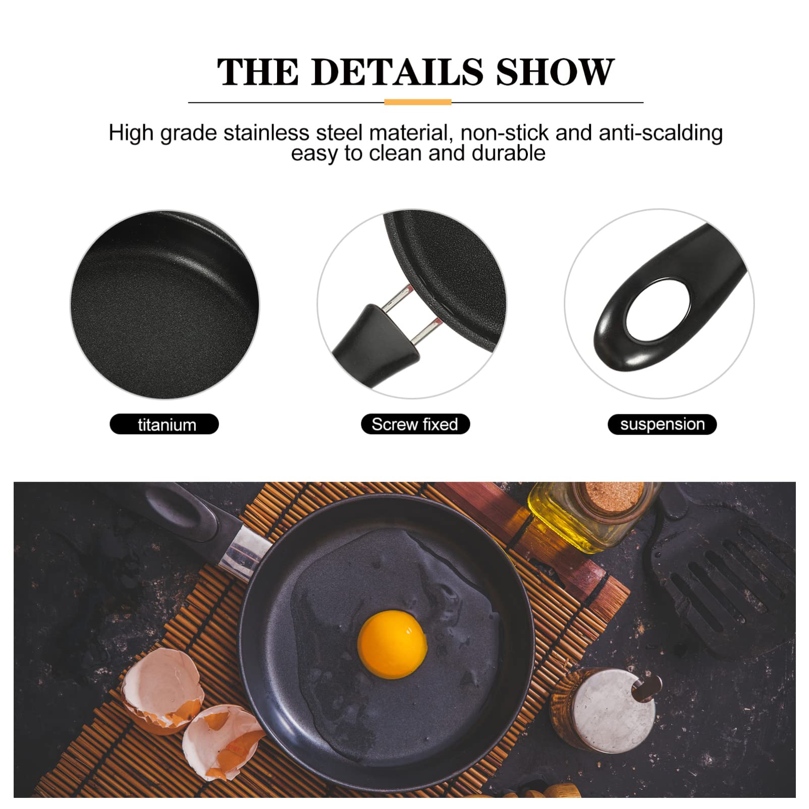 Hemoton Stainless Steel Frying Pan Nonstick Frying Pan Omelette Pan Mini Egg Pan Rolled Pancake Pan Stainless Steel Cookware for Home Kitchen Cooking 25cm Stainless Steel Grill Set