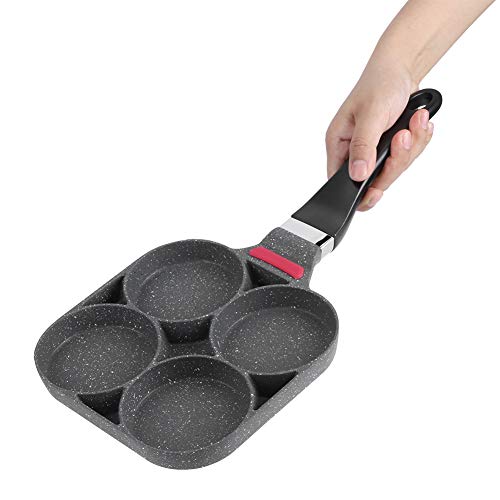 Household Kitchen Breakfast Pancake,Eye Pan Kitchen Breakfast Pancake Cooking Pan Aluminum Frying Pan Mold for Egg Hamburger with Handle(Open Flame)