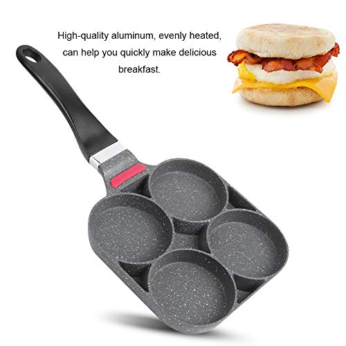 Household Kitchen Breakfast Pancake,Eye Pan Kitchen Breakfast Pancake Cooking Pan Aluminum Frying Pan Mold for Egg Hamburger with Handle(Open Flame)