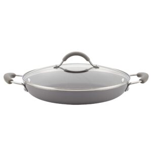 rachael ray cucina nonstick saute/all purpose pan with lid, 12 inch, sea salt gray