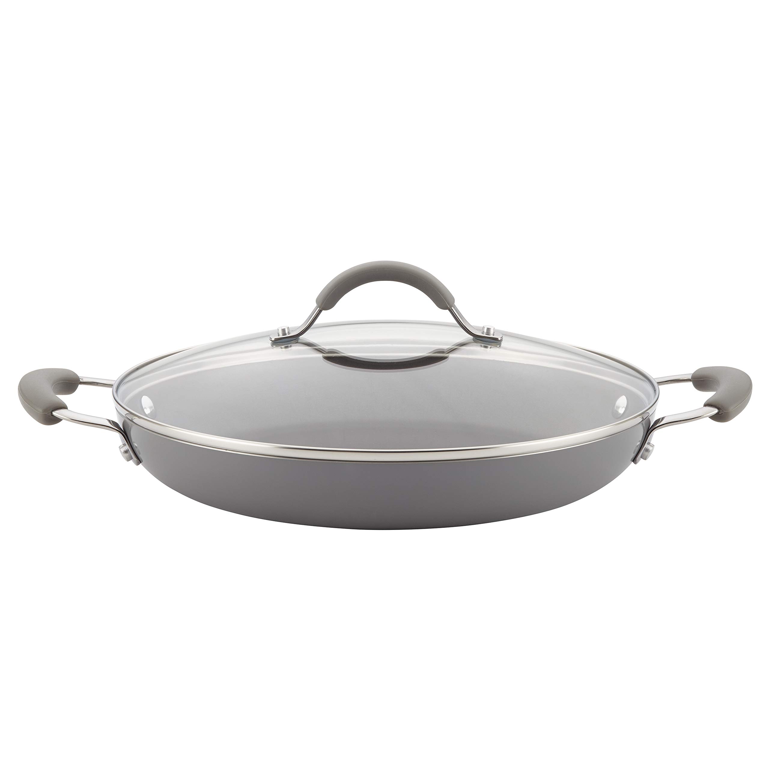 Rachael Ray Cucina Nonstick Saute/All Purpose Pan with Lid, 12 Inch, Sea Salt Gray