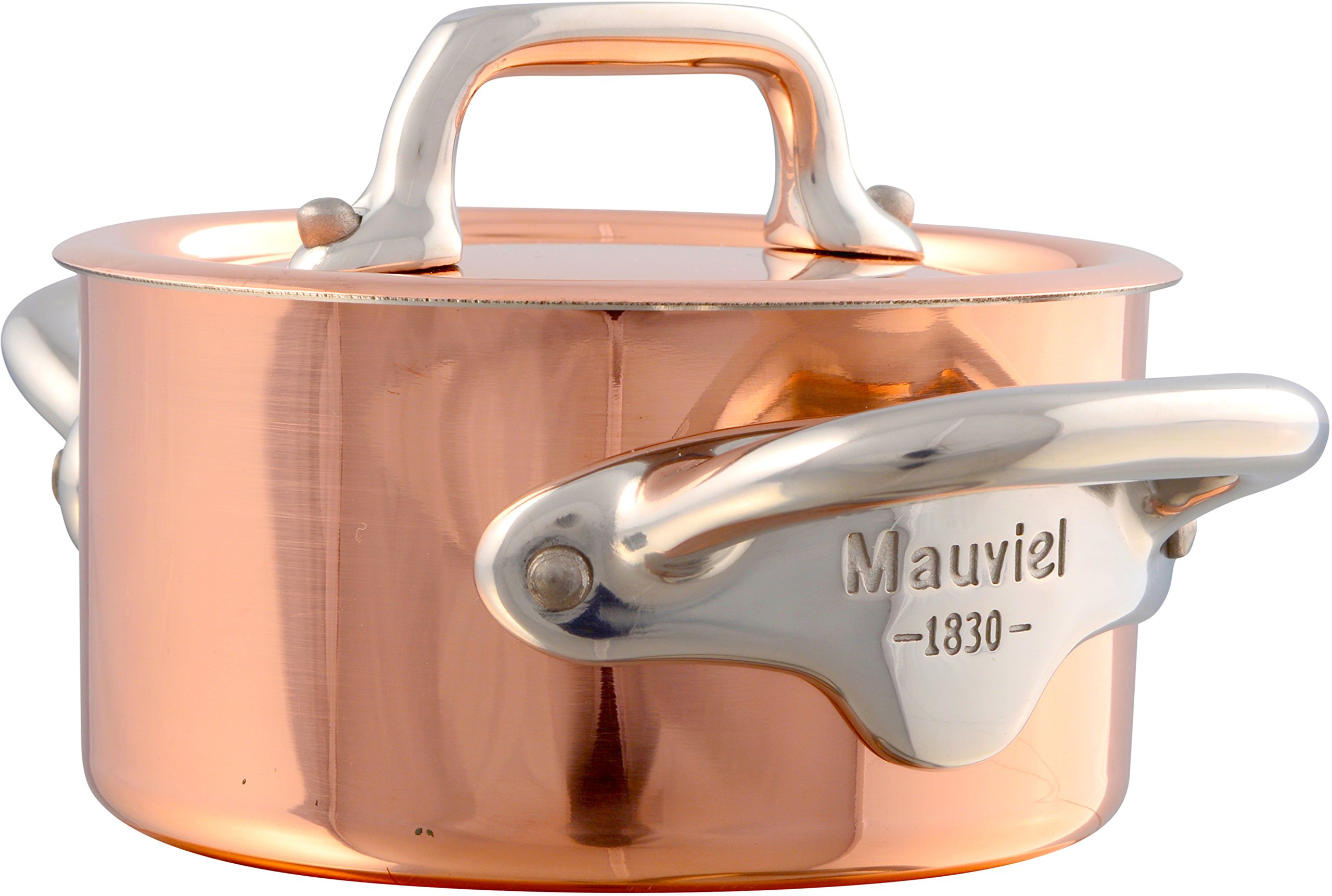 Mauviel M'Minis 1 mm Copper & Stainless Steel Mini Stewpan With Lid And Stainless Steel Handles, 3.5-In, Made in France