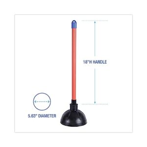 Boardwalk BWK09201EA 18 in. Plastic Handle Toilet Plunger for 5-5/8 in. Bowls - Red/Black