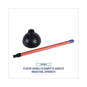 Boardwalk BWK09201EA 18 in. Plastic Handle Toilet Plunger for 5-5/8 in. Bowls - Red/Black