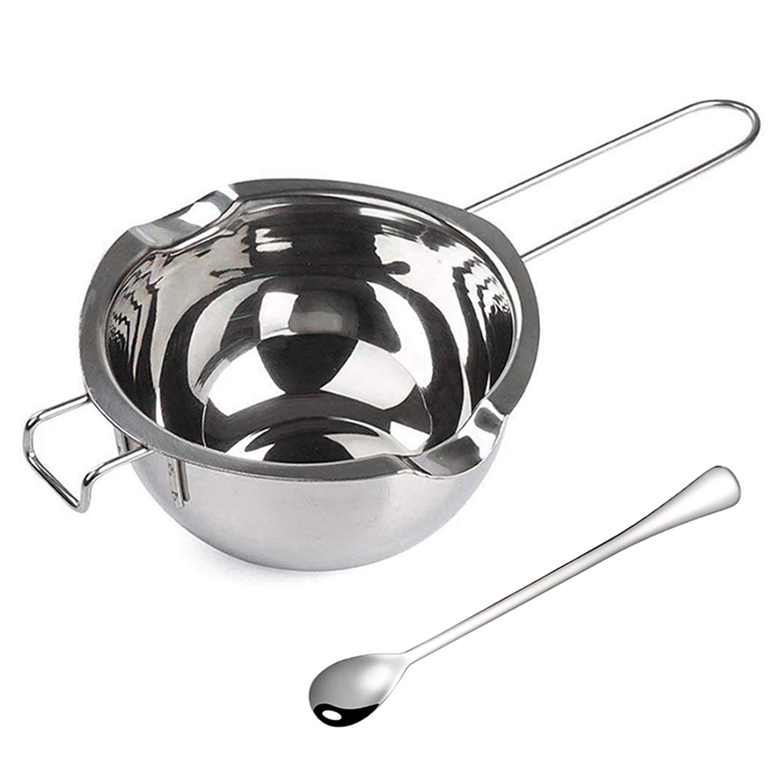 Double Boiler-Chocolate Melting Pot with Mixing Spoon, Used to Melt Chocolate, Butter, Candy, Soap, Candle (18/8 Steel, 600 ML)