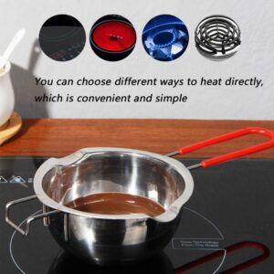 Double Boiler-Chocolate Melting Pot with Mixing Spoon, Used to Melt Chocolate, Butter, Candy, Soap, Candle (18/8 Steel, 600 ML)