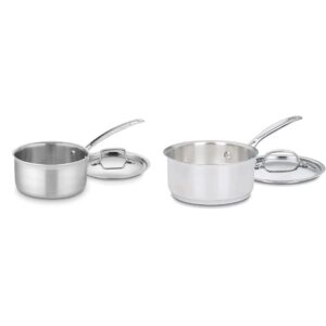 cuisinart mcp19-18n multiclad pro triple ply 2-quart skillet, saucepan w/cover & 719-16 1.5-quart chef's-classic-stainless-cookware-collection, saucepan w/cover
