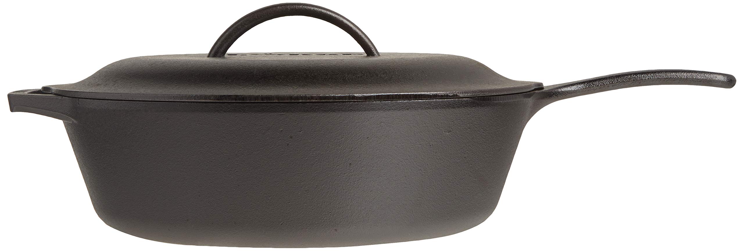 Lodge 5-Quart Pre-Seasoned Cast Iron Deep Skillet and Cover with Red Silicone Hot Handle Holder