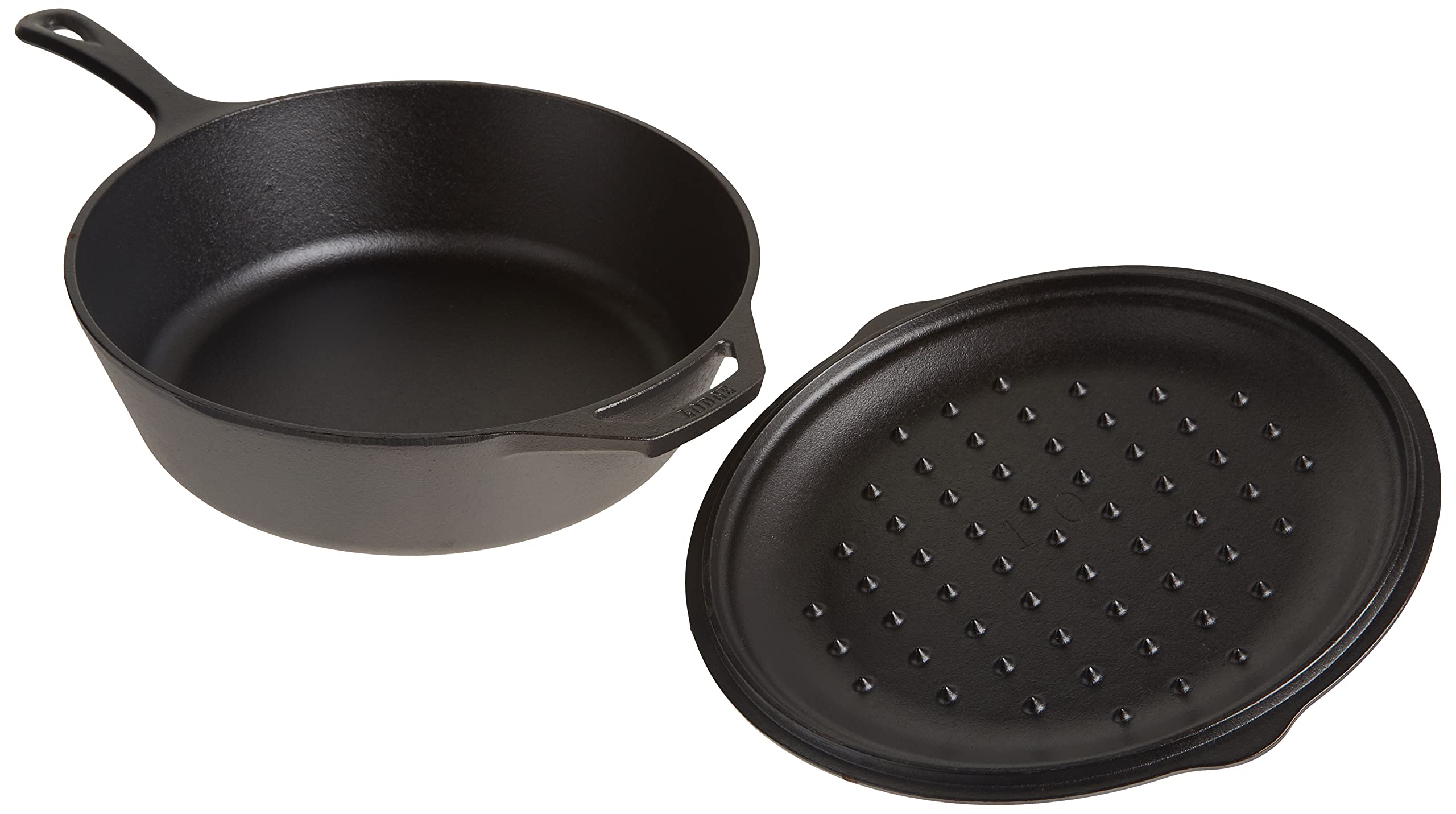 Lodge 5-Quart Pre-Seasoned Cast Iron Deep Skillet and Cover with Red Silicone Hot Handle Holder