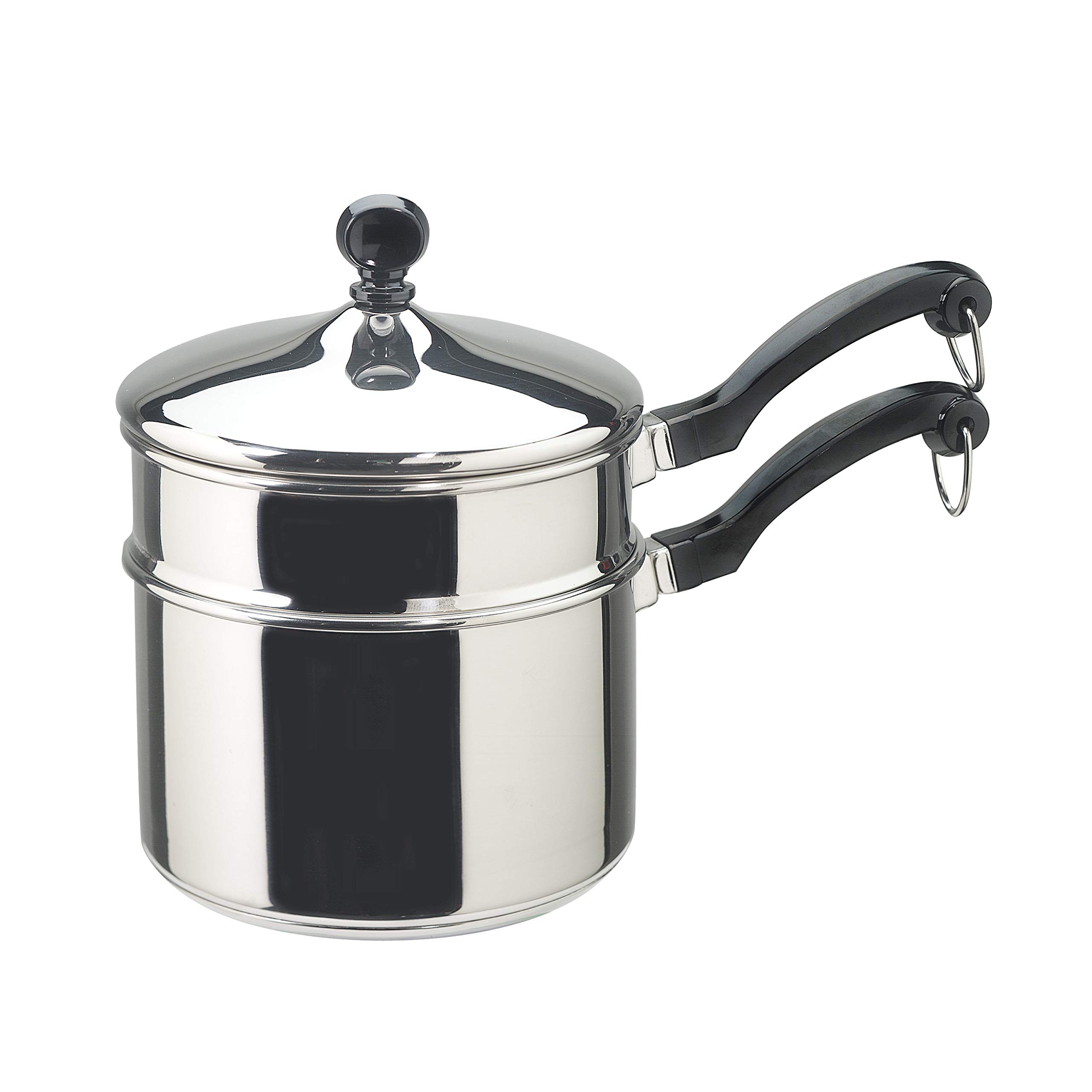 Farberware Classic Stainless Series 2-Quart Covered Double Boiler & Classic Stainless Steel 2-Quart Covered Saucepan - - Silver