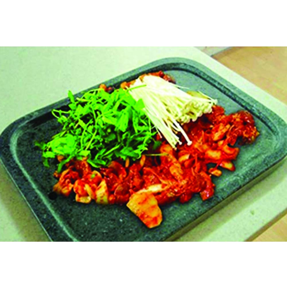 Jangsoo Gobdol Korean Circular Type BBQ Stone Grill,Korean Natural Stone Home Plate Pork Belly Roasting BBQ Pan, Stone Plate Stovetop Barbecue Grill Pan (11.8"x 1.2")