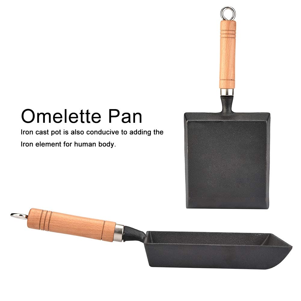 Duokon Omelette Pan Nonstick Egg Pan Mini Frying Pan Iron Omelette Pot Tamagoyaki Wooden Handle