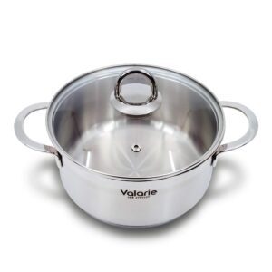 valarie korean tri-ply aluminum stainless steel cookware 20 cm 3.6-quart qt saucepan with glass lid, multipurpose use for home kitchen or restaurant, induction cooker compatible