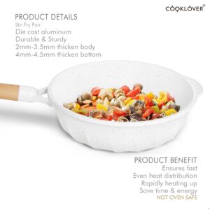 COOKLOVER Nonstick Frying Pan Induction Sauté Pan with Lid Pack-2-9.5 inch&11 inch- White