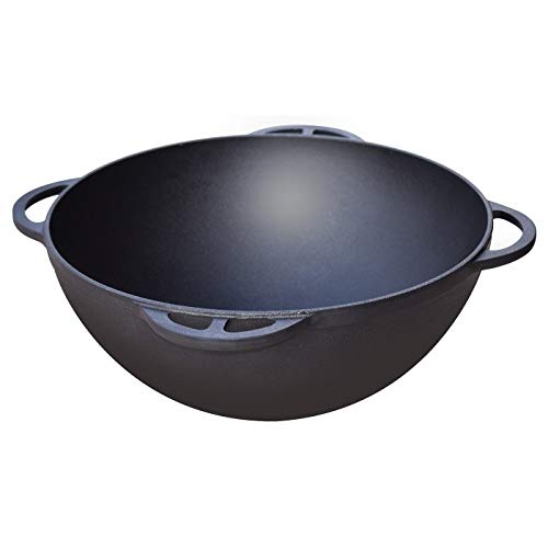 Kazan Uzbek 12 L Cast Iron Pot Plov Making Cookware Insulated Double Handle Dish Heavy Duty Oven with Lid Frying Pan