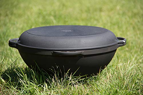 Kazan Uzbek 12 L Cast Iron Pot Plov Making Cookware Insulated Double Handle Dish Heavy Duty Oven with Lid Frying Pan