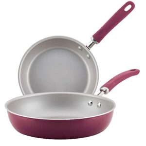 rachael ray 12150 create delicious aluminum nonstick skillet44; 9.5 & 11.75 in. - burgundy shimmer - pack of 2