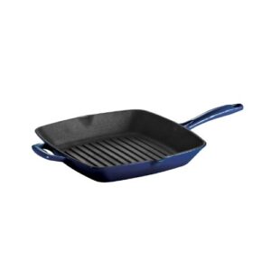 tramontina grill pan enameled cast iron 11-inch, gradated cobalt, 80131/063ds