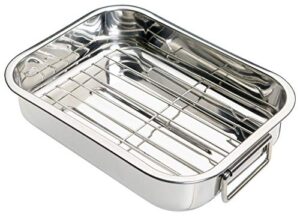 kitchencraft kcrnr25 stainless steel roasting tin with rack, small, 27 x 20 cm, silver