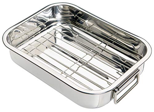 KitchenCraft KCRNR25 Stainless Steel Roasting Tin with Rack, Small, 27 x 20 cm, Silver