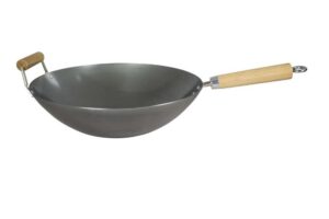 dexam 12108514 professional carbon steel wok with helper handle 14" (35cm), black