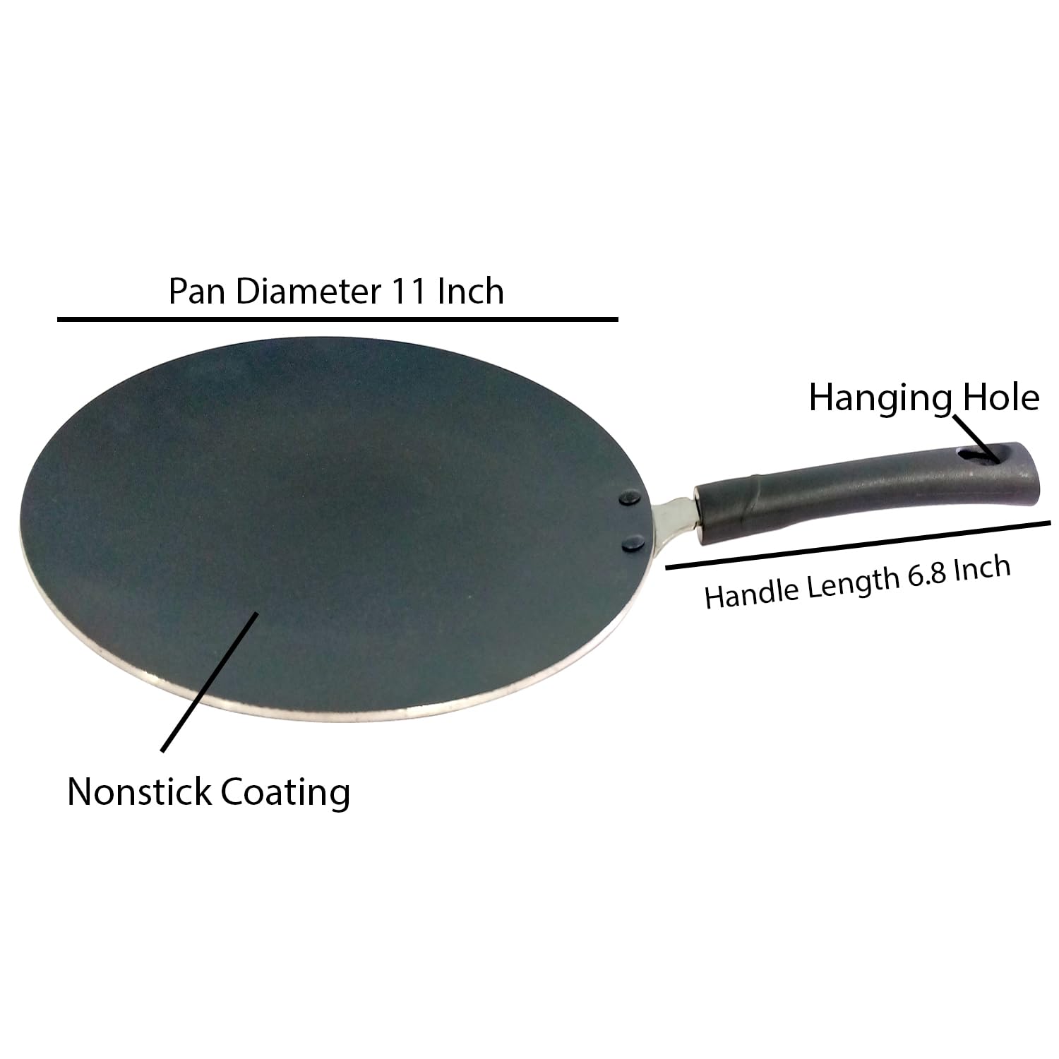 Aluminum Non Stick Chapati Tawa Paratha Pan Roti Tawa Non-Stick Concave Tawa 2.6 mm Thickness Aluminum Tawa Free Wooden Spatula And Scrubber(285MM)