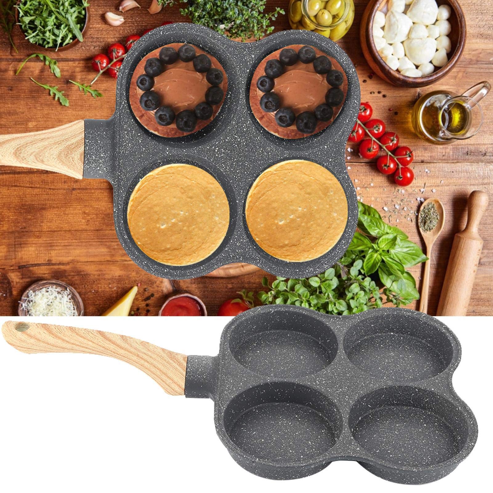 Omelet Pan, Ergonomic Multipurpose Maifan Stone Coating Anti‑scalding Handle Pancake Pan, for Home Kitchen