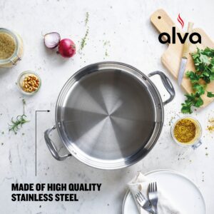 ALVA Chef Skillet 11", Frying Pan With Lid and 2 Side Handles, Electric Skillet, Stainless Steel Sauce Pan, Oven Safe Ceramic Pan, Induction Cookware Fry Pan, Dishwasher Safe Saute Pan